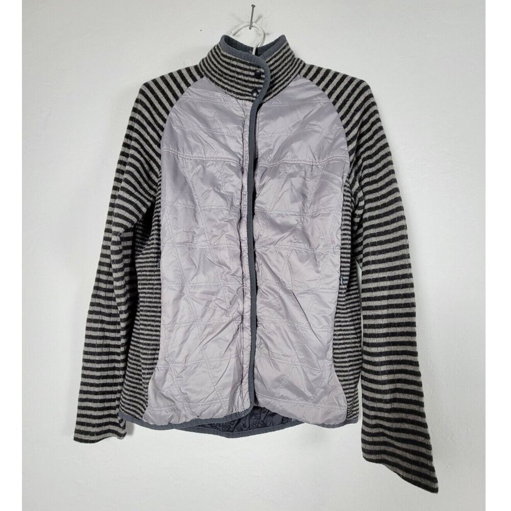 Title Nine Womens Jacket Medium Full Zip Mock Neck Mixed Media Grey Lightweight